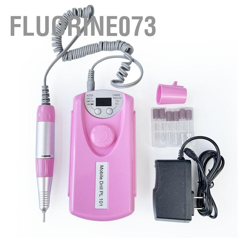 [Hàng mới về] Máy đánh bóng móng tay điện Fluorine073 di động mini có thể sạc lại 35000rmp độ ồn thấp đầu cắm EU