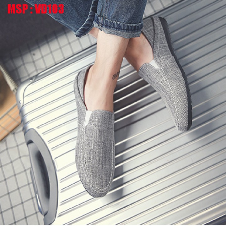 Giày lười vải nam màu xám đậm đẹp | BigBuy360 - bigbuy360.vn