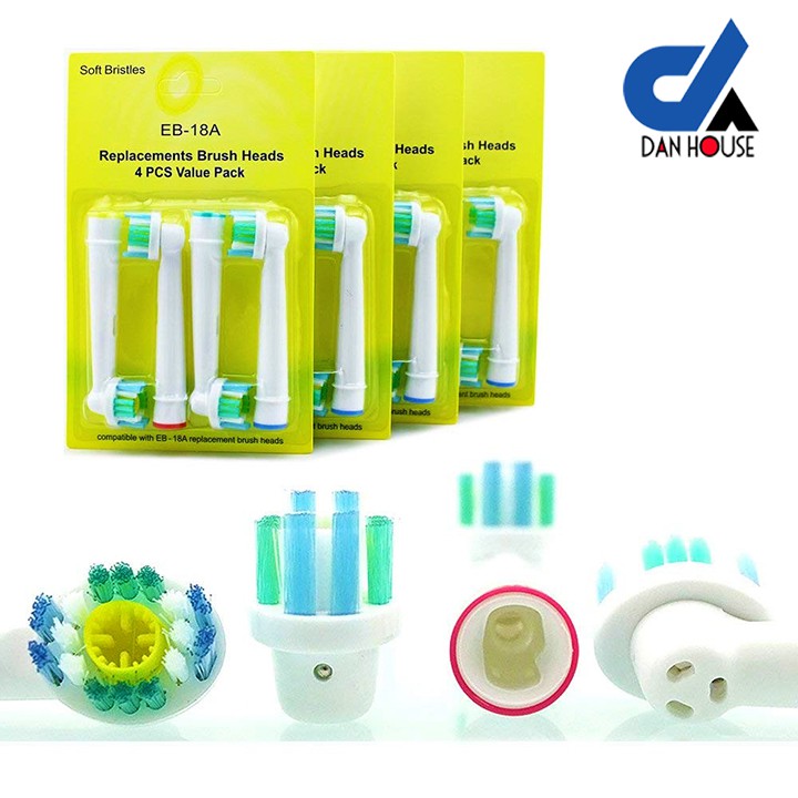 Xuất xứ: Đức - Bộ 4 đầu bàn chải đánh răng điện thay thế cho máy OralB - Shop Dan House