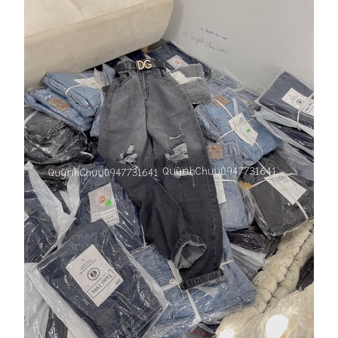 Baggy Jeans Loan Màu Rách Nhiều