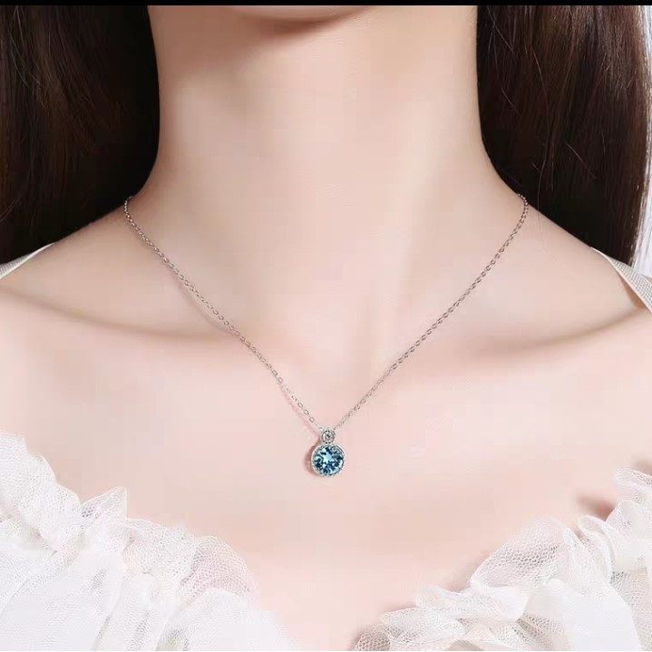 Dây Chuyền Nữ Bạc S925 Đính Đá Xanh - Đỏ Db2628 Bảo Ngọc Jewelry