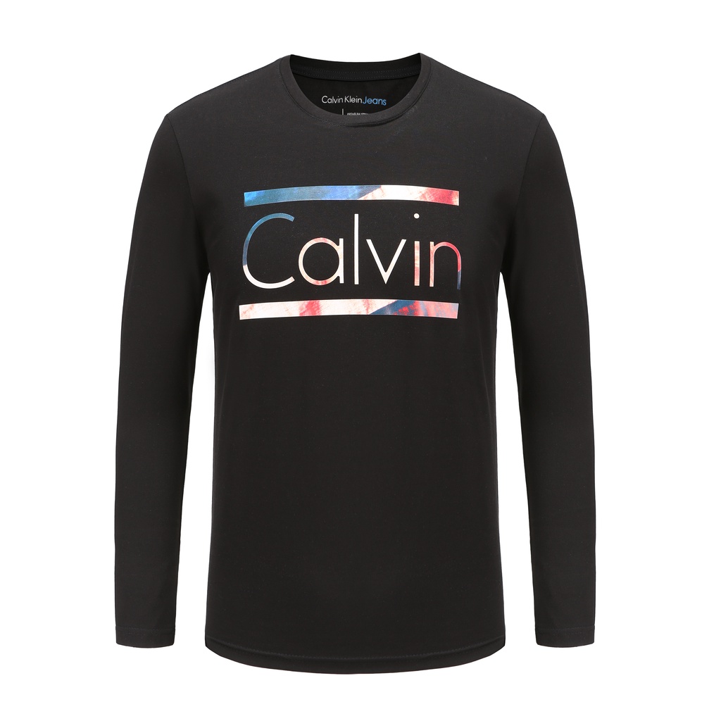 Áo thun tay dài Calvin Klein bằng Cotton thoải mái thời trang mùa thu cho nam và nữ {XS-XXL}