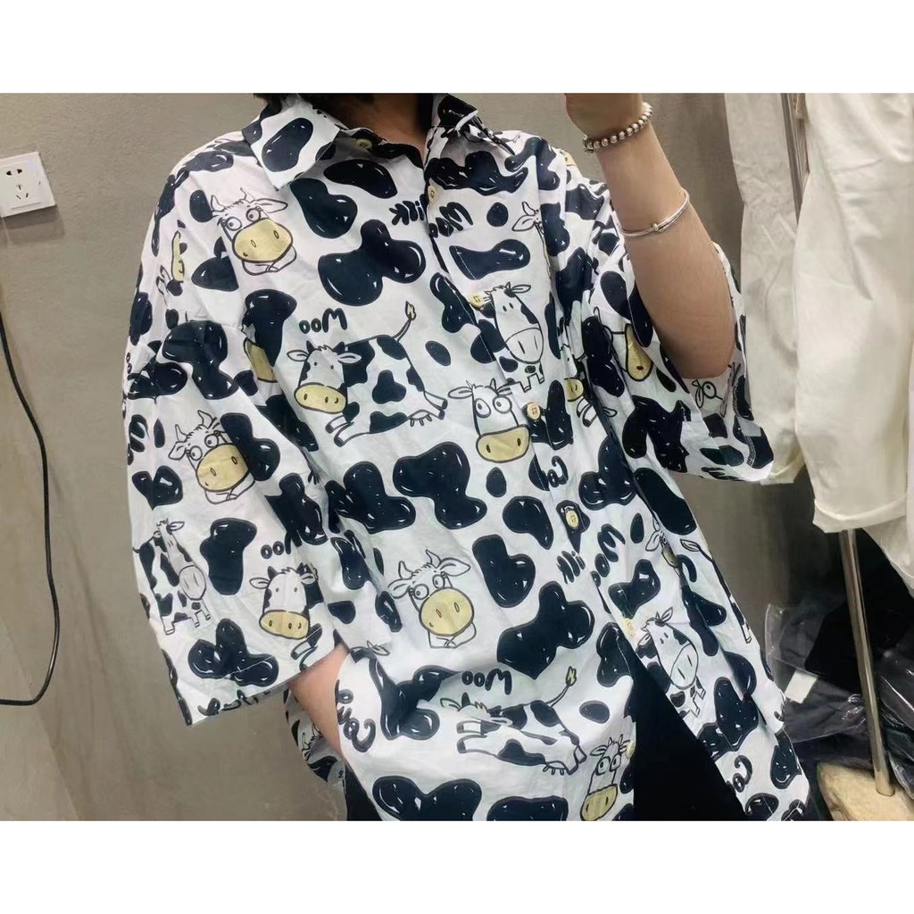 Áo sơ mi bò sữa MILK phom rộng dáng suông cực ngầu - Áo sơ mi tay lỡ  unisex chất thô mát hot trend