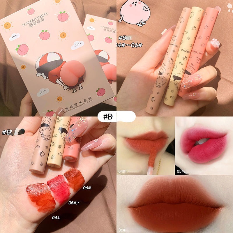 Set 3 Son Môi Dưỡng Ẩm Dạng Nén Màu Nhung Mờ Xinh Xắn