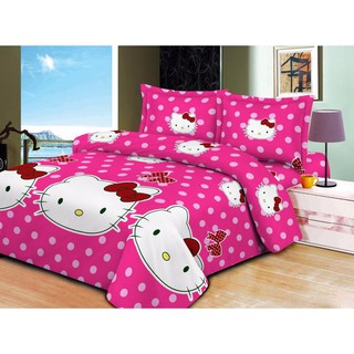 Sale 69k bộ ga gối poly 1,6m hello kitty chấm bi to