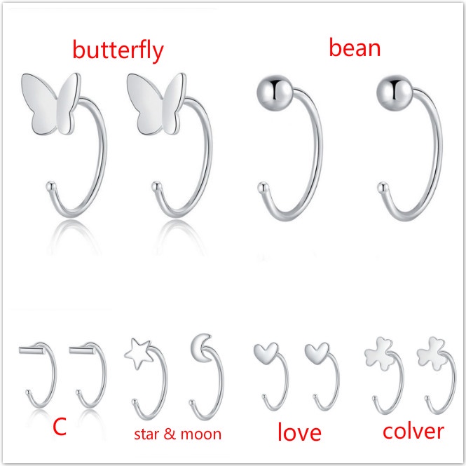 Cặp khuyên tai dạng móc mini phong cách Hàn Quốc cho nữ