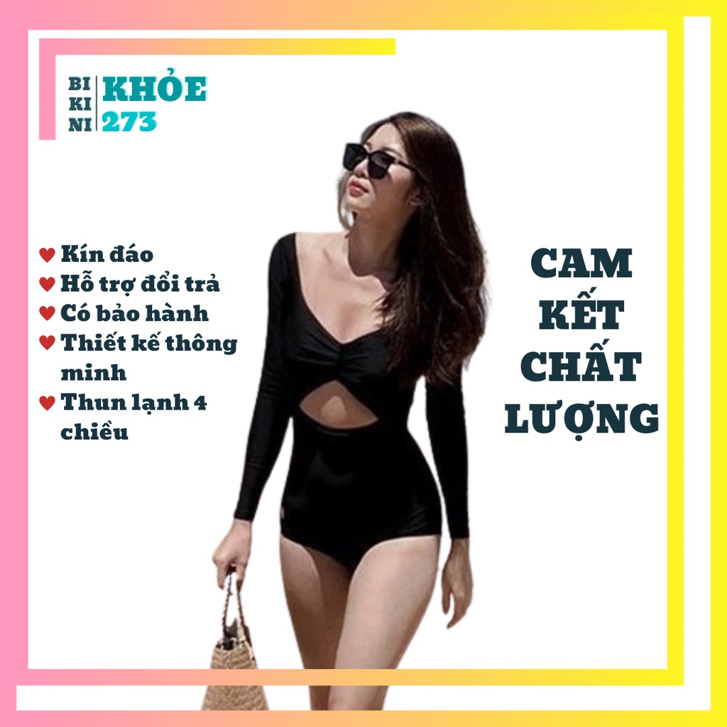 Bikini liền thân kín đáo SHOP KHỎE 273 tay dài cổ tim CÓ SIZE