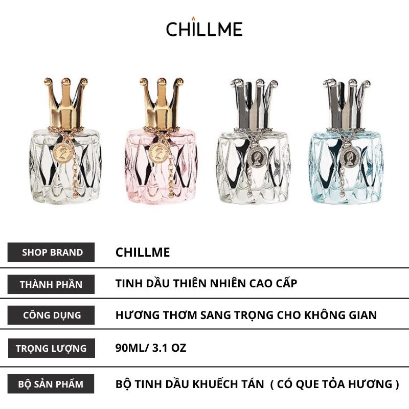 Tinh dầu nước hoa cao cấp thơm phòng chillme giúp giảm căng thẳng trang trí kèm que gỗ khuếch tán