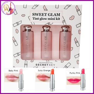 Son dưỡng có màu secret key sweet glam tint glow mini kit set 3 cây