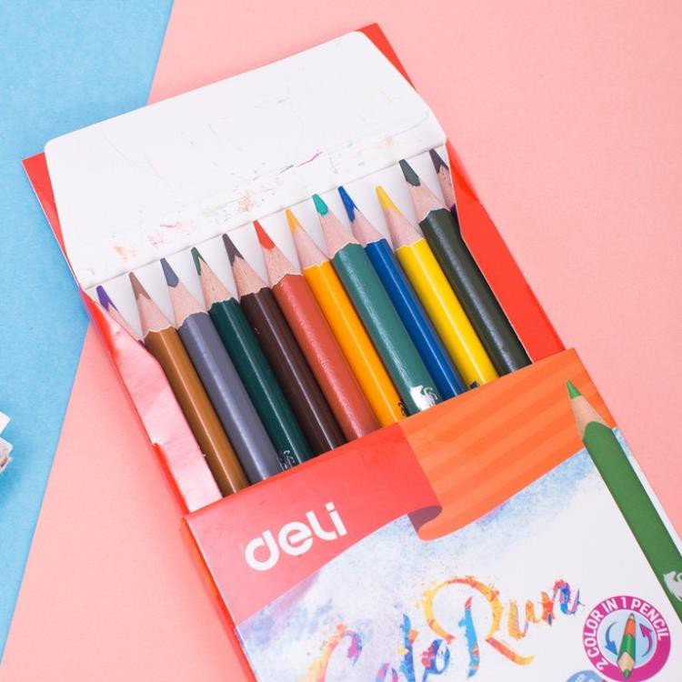 Bút chì màu 2 đầu Deli EC00520  - Hộp giấy 24 màu / Hộp
