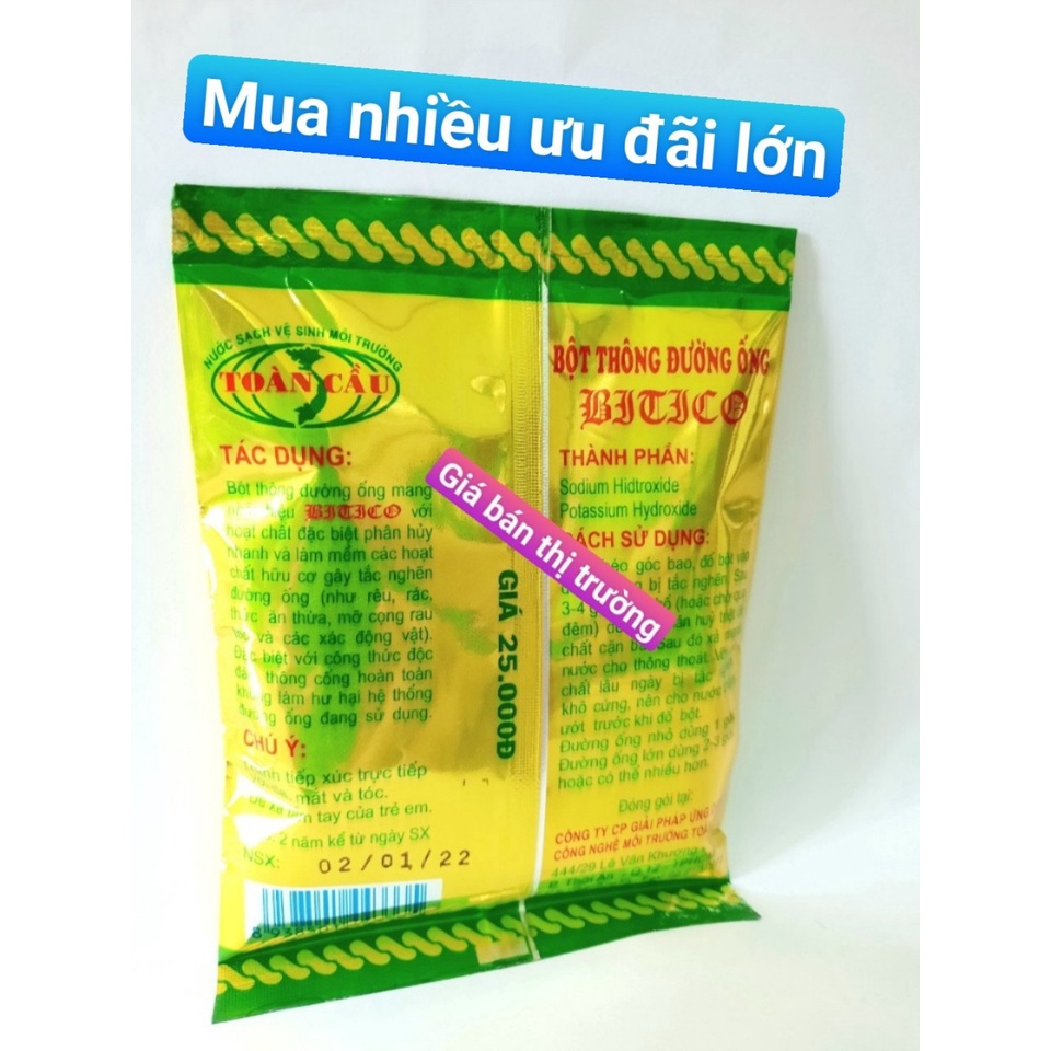 Bột thông tắc cống chống tắc nghẽn đường Ống, cống thoát an toàn hiệu quả SIÊU TIẾT KIỆM gói 100g