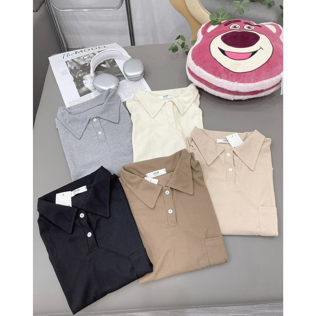 Áo polo chất tổ ong dày dặn có túi ngực dáng dài form rộng tay lỡ vanmiushop