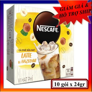 Cà phê hòa tan NESCAFÉ Latte Sữa Hạt Vị Hạt Phỉ (Hộp 10 gói x 24g)
