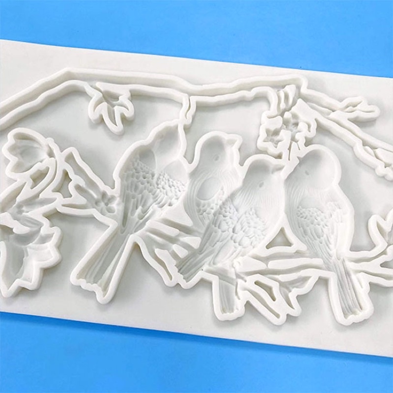 khuôn silicon chim trang trí bánh