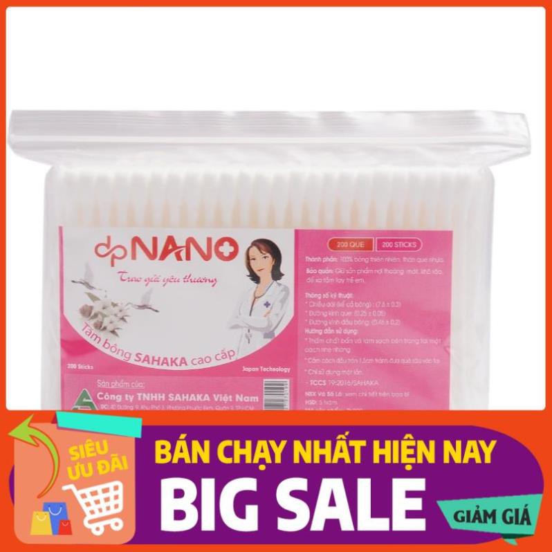 (Sale sập sàn) Tăm bông ngoáy tai TN200 dpNano que nhựa người lớn Gia Phú ( 200 que )