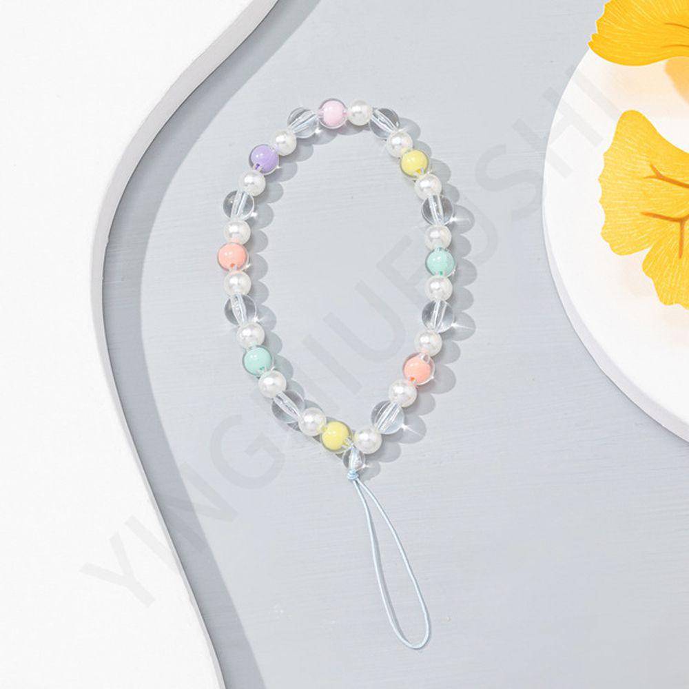 Dây Đeo Điện Thoại Dạng Chuỗi Hạt Màu Trắng Bằng Acrylic Chống Thất Lạc Tiện Dụng