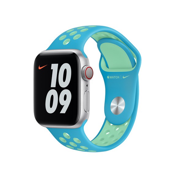 [Mã ELAP500K giảm 8% đơn 500K] Dây Apple Watch 40mm Chlorine Blue/Green Glow Nike Sport Band –MJ6H3FE/A – Chính hãng