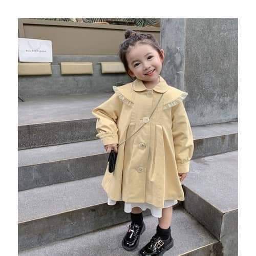 Áo khoác kaki măng tô thời trang điệu đà cho bé gái 10-23kg