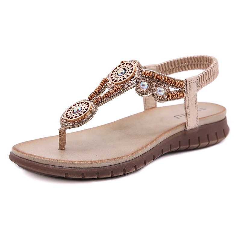 Giày sandal xỏ ngón đính đá phong cách bohemian