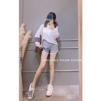 Sét bộ quần xám áo pha kẻ phong cách