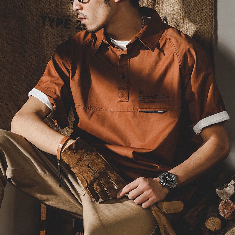 Áo Thun Polo Dáng Rộng Tay Lỡ Kiểu Retro Mỹ Cá Tính Cho Các Cặp Đôi