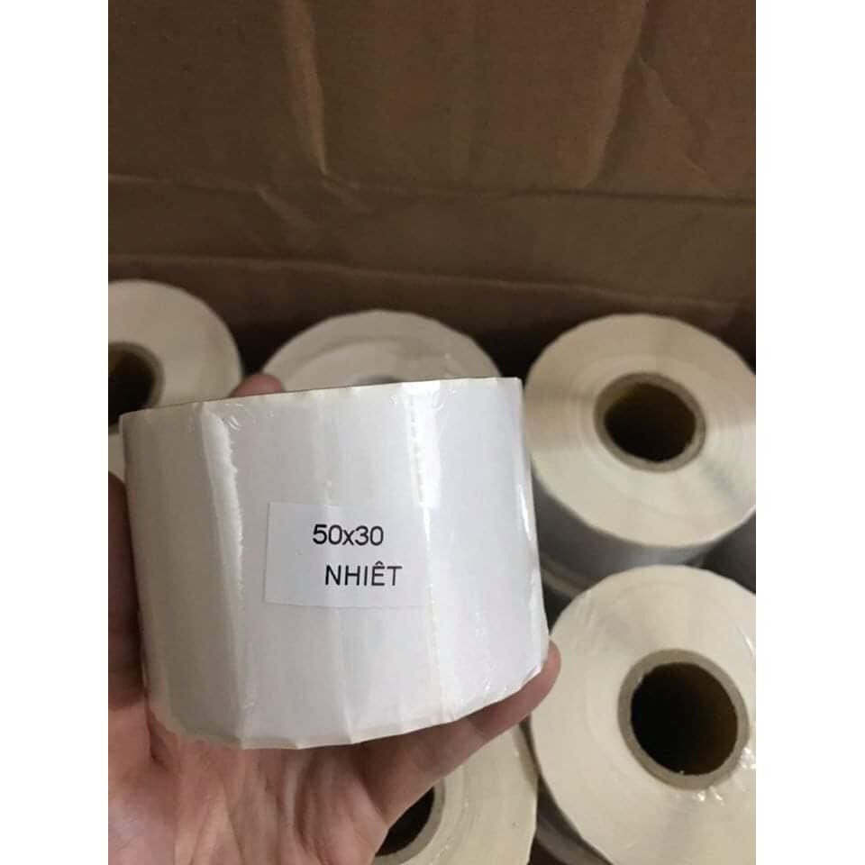 Tem in nhiệt, Decal nhiệt 50x30, 40x30, 35x22, 50x50, 70x100 mm, nhãn mã vạch sản phẩm.