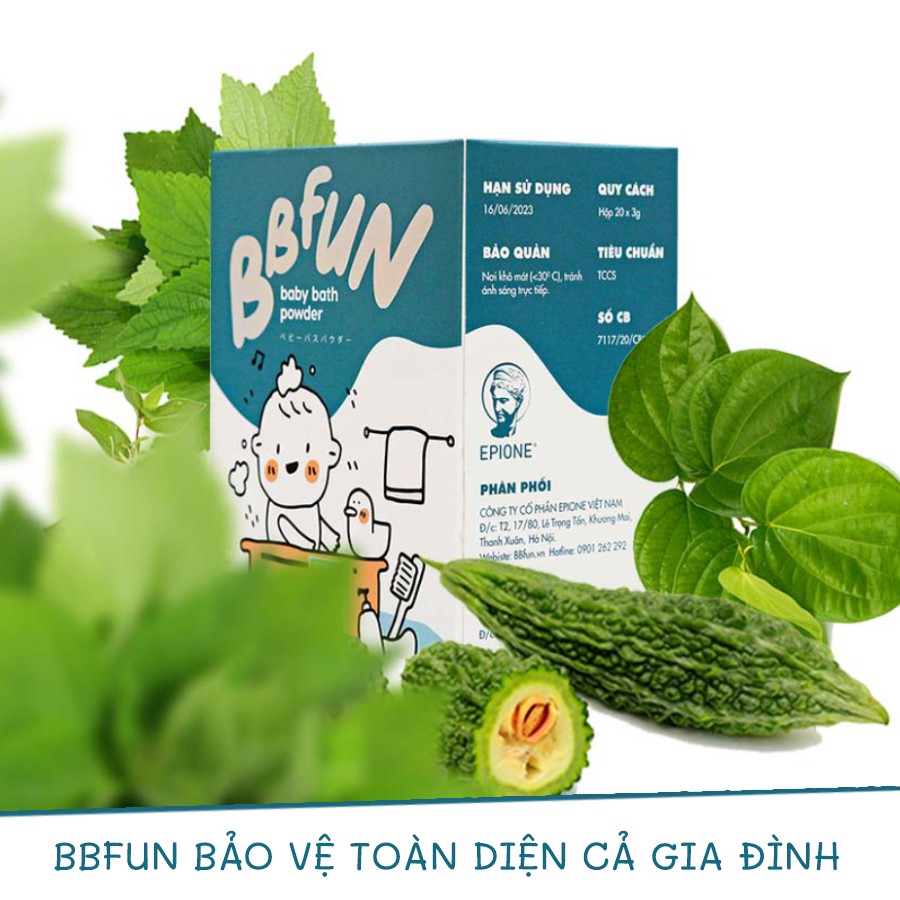 Bột tắm trẻ em BBFun ✅ Công nghệ Nhật Bản ✅ Làm sạch da - chống viêm - kháng khuẩn - cân bằng PH