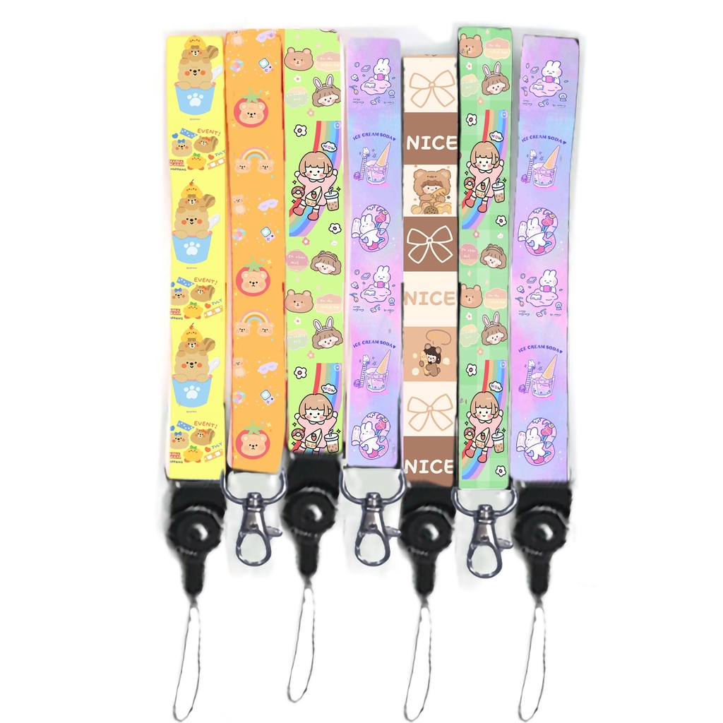 dây strap cô gái roro jump gấu thỏ STI37 dây treo thẻ name tag ngắn 15cm