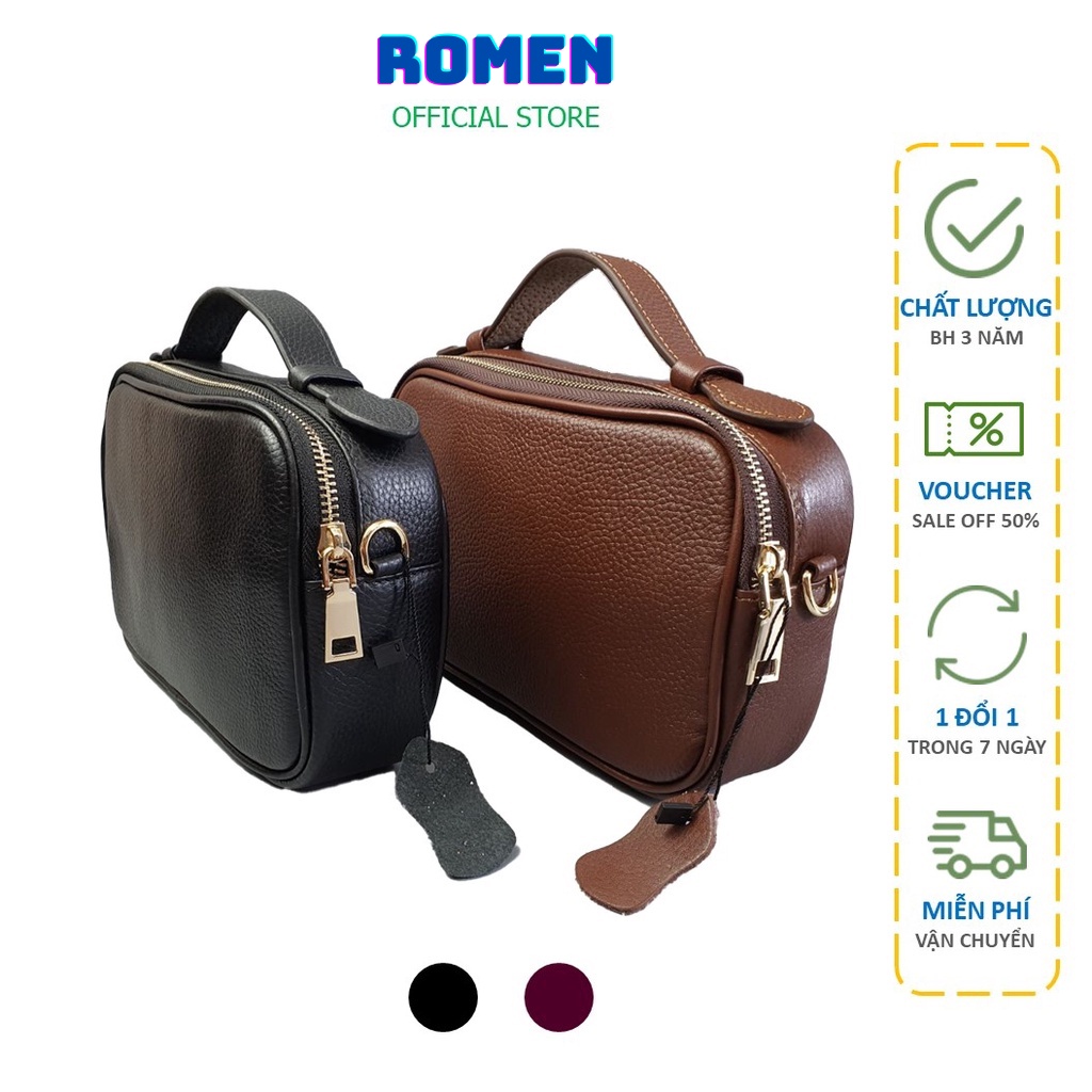 Ví cầm tay Clutch hộp kết hợp túi đeo chéo da mill thời trang ROMEN S304