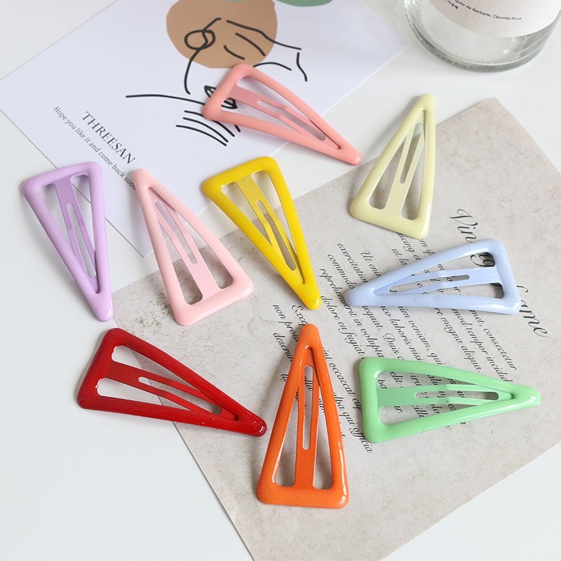 Kẹp tóc mái, kẹp tách hình tam giác sơn bóng 7cm nhiều màu sắc ngọt ngào