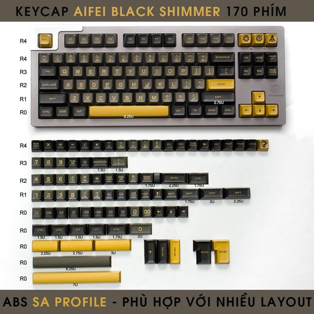 Keycap Cho Bàn Phím Cơ Aifei Shimmer SA Profile ABS 170 Phím 88PC