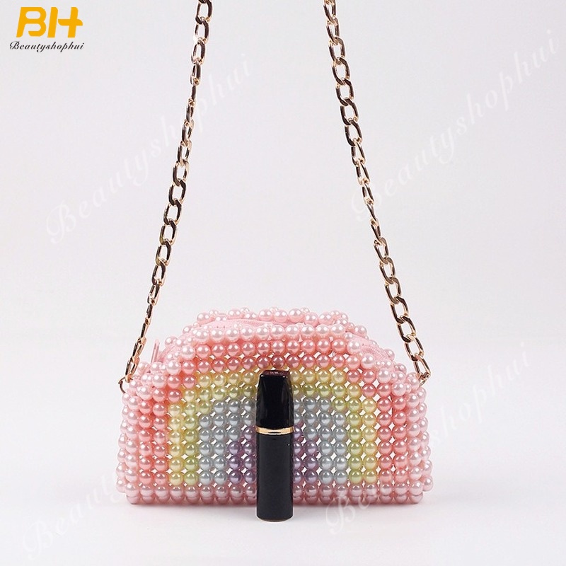 Túi Đeo Chéo Mini Đính Ngọc Trai Thời Trang Mới Cho Nữ