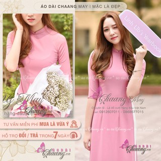 Áo dài truyền thống 4 tà lụa chinfon màu hồng đỗ cực sang kèm quần