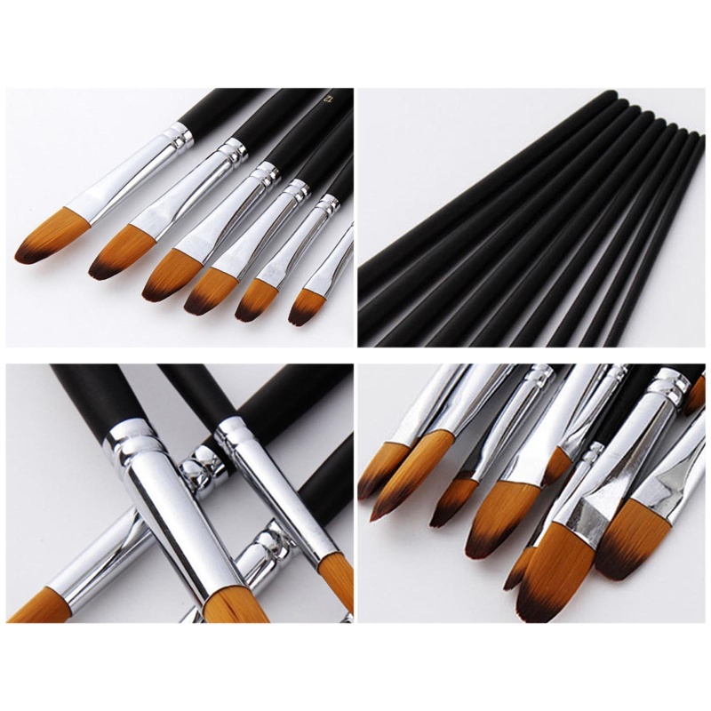 Set 9 Cọ Vẽ Tranh Sơn Dầu Bằng Sợi Nylon Nhiều Kích Thước Khác Nhau Cho Học Sinh