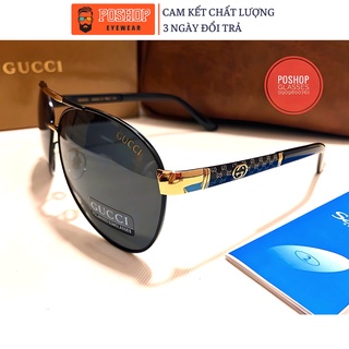Mắt kính mát nam cao cấp POSHOP gọng kim loại phi công tròng phân cực polaroid chống uv400 GCNAM7006
