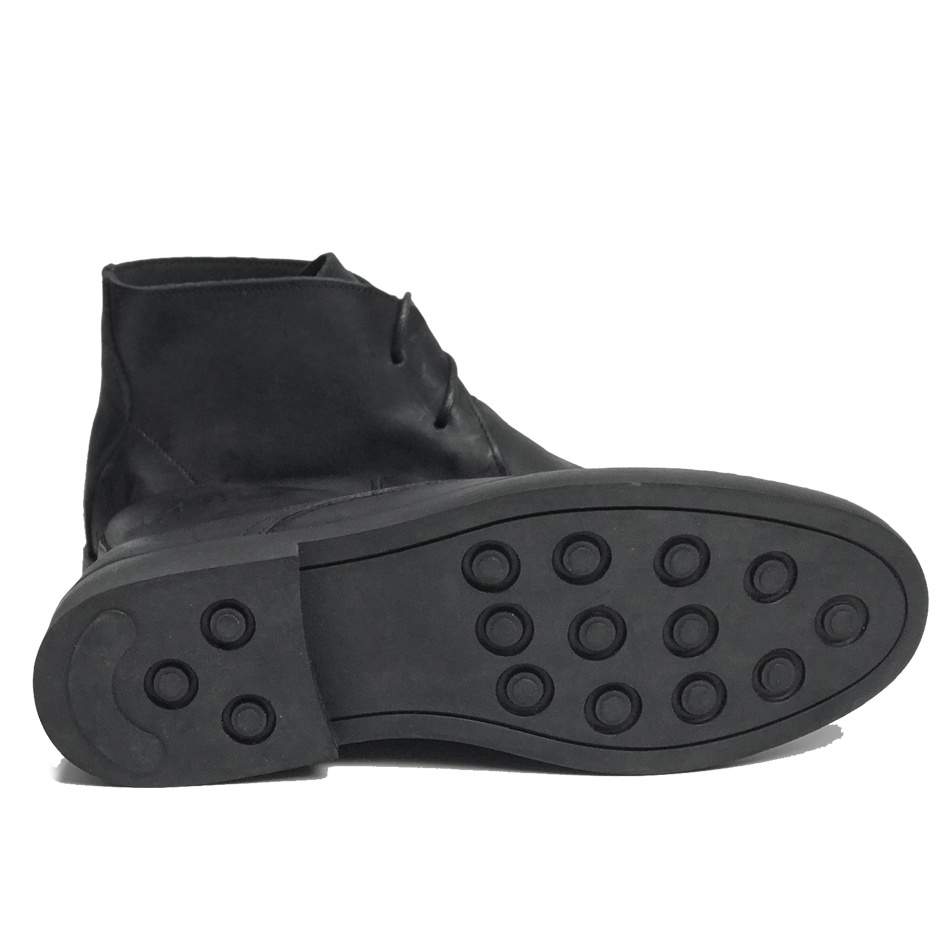 Giày cao cổ nam Mad Chukka Boots Black da bò sáp ngựa điên cao cấp phong cách bụi bặm