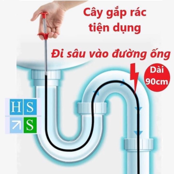 Dây thông tắc cống lò xo đa năng có đầu kẹp gắp rác tiện dụng