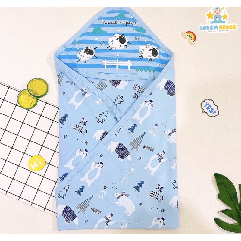 Chăn Ủ Cotton Mipbi In Hoạ Tiết Dễ Thương Cho Bé Sơ Sinh