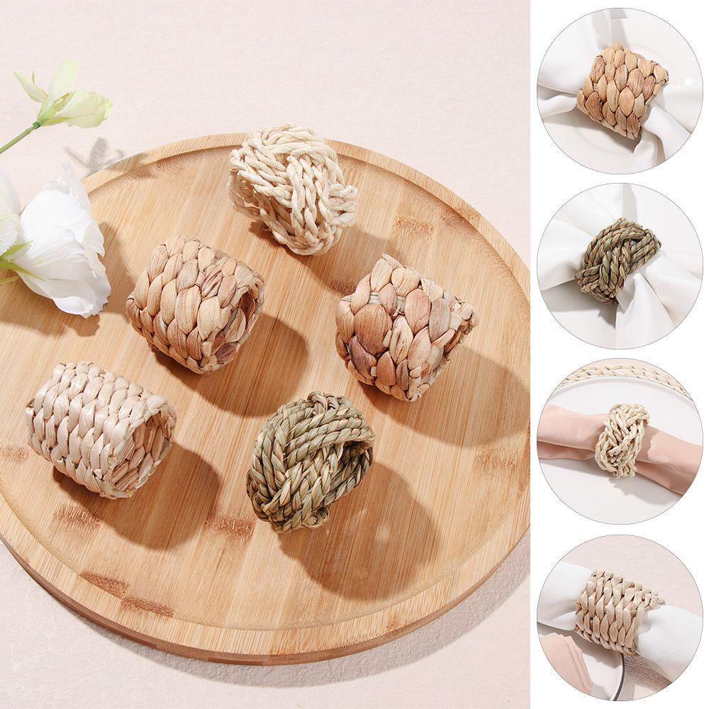 PINEVN 1 Vòng Giữ Khăn Ăn Bằng Rơm Tự Nhiên Trang Trí Bàn Tiệc Giáng Sinh