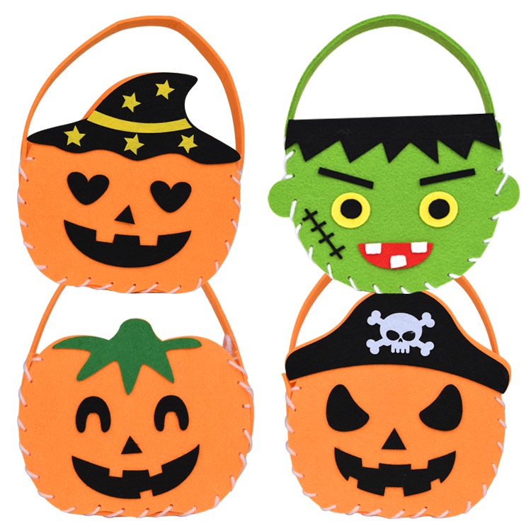 Túi Đựng Kẹo Tự Làm Hình Bí Ngô Halloween Cho Bé
