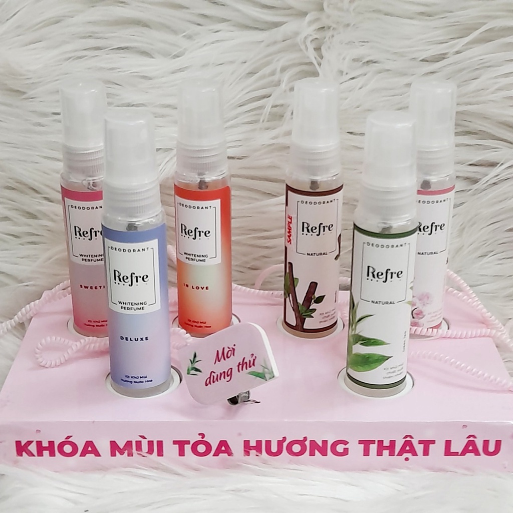 ( hàng trưng bày) Xịt khử mùi dưỡng trắng hương nước hoa Refre 30ml
