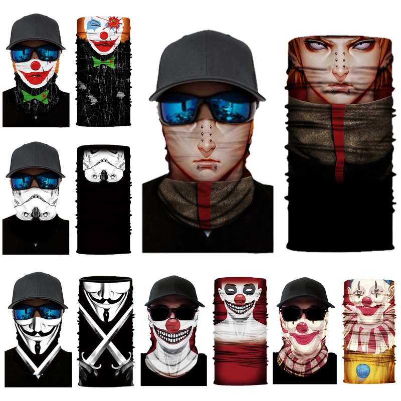 Wmmb Băng Đô Dạng Ống Che Mặt Và Cổ Chống Gió Chống Nắng In Hình Chú Hề Đáng Sợ Liền Mạch Ma Thuậ