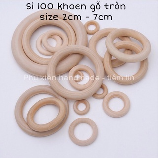 Sỉ 100 vòng gỗ tròn các size từ 2cm-7cm