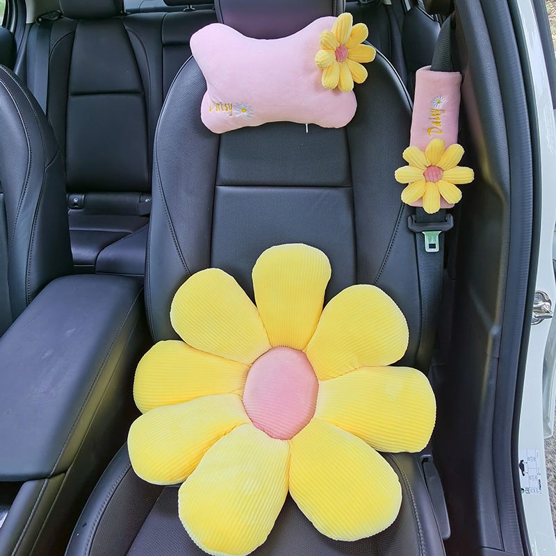 Đệm Gối Tựa Đầu/ Kê Lưng Xe Hơi Thiết Kế Hoa Dễ Thương