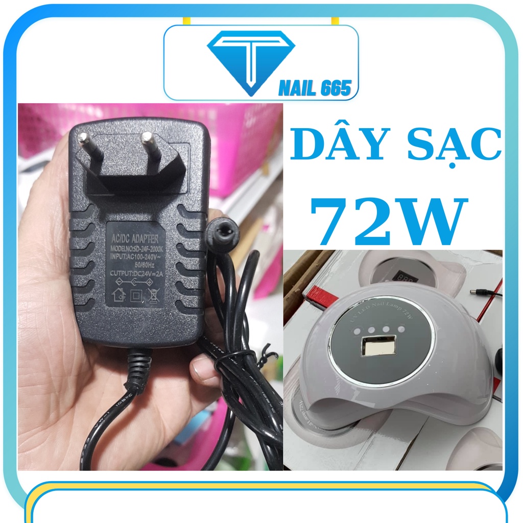 Dây sạc máy hơ gel , Dây sạc máy hơ sun5plus ,T2 ,72W , T3 , loại sịn