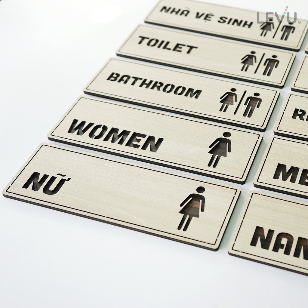 Bảng tên phòng dán cửa nhà vệ sinh WC Toilet Resroom Bathroom LEVU TL29S