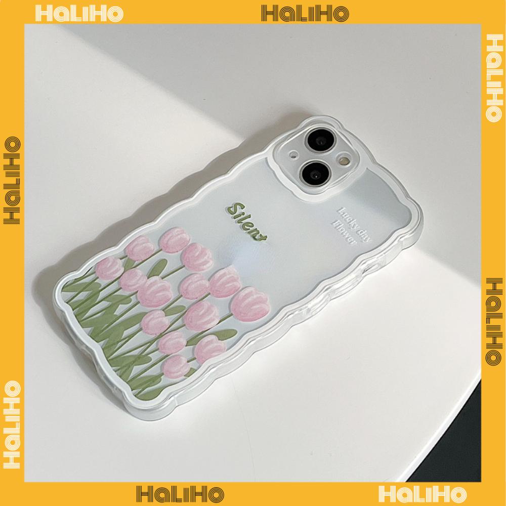 iPhone Case Silicone Soft Case Clear Case Wave Airbag Shockproof Camera Cover Protection Pink Flower Compatible For iPhone 11 iPhone 13 Pro Max iPhone 12 Pro Max iPhone 7 Plus xr