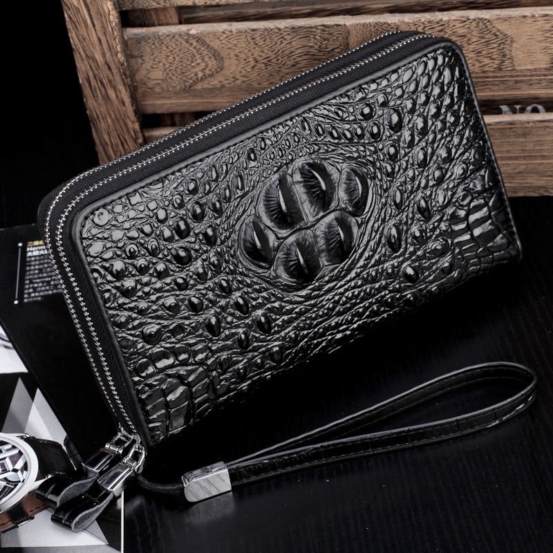 Ví cầm tay Nam - Vân Cá sấu - 22x13x4.5cm - Da thật 100%