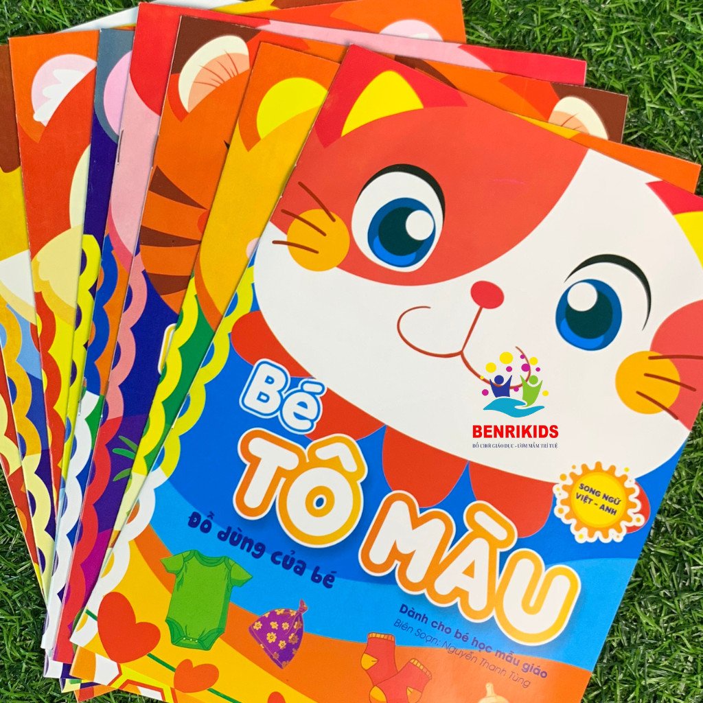 Bộ 8C Tranh Tô Màu Tập Làm Họa Sĩ Nhí Nhiều Chủ Đề Song Ngữ Anh Việt Kèm Túi Đựng Tiện Lợi