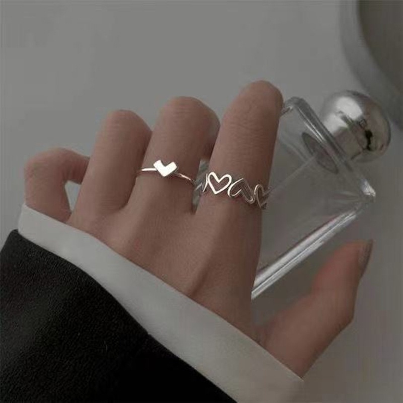 Set 2 Nhẫn Đeo Tay Kim Loại Đính Đá Thời Trang Cho Nữ